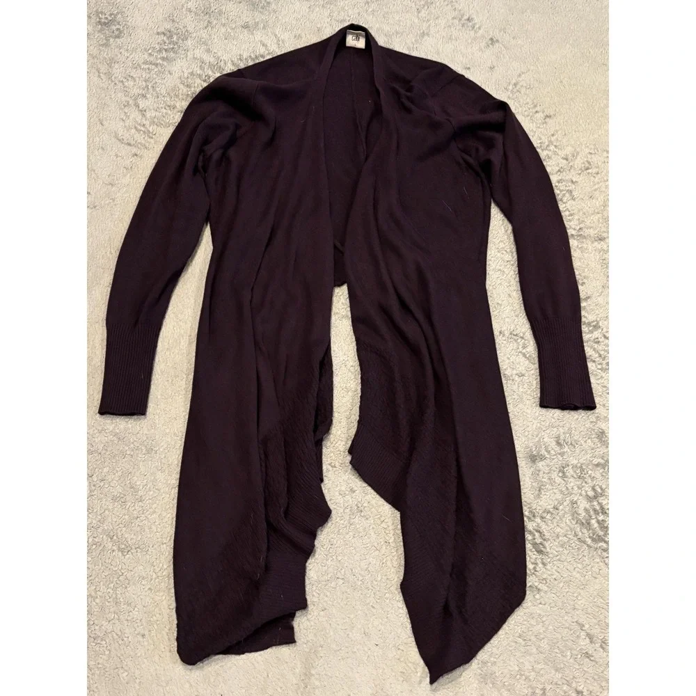 CAbi Drape Front Sugar Plum Cardigan Sweater Womens Large Open Stretch